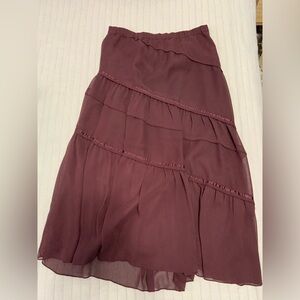 Vintage Early 00s Maxi Burgundy Layered Skirt